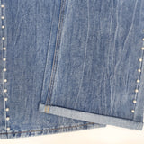 Heavy Industry Metal Rivet White Pearl Straight Leg Denim