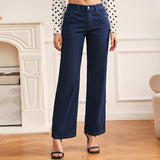 High Waist Straight Leg Denim Trousers