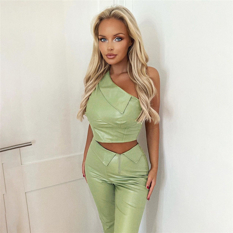 High Waist Hip Straight Leg Trousers Set