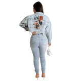 Retro  Frayed Top Heat Transfer Patch Coat