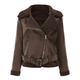 Women Suede Fabric  Leather  Jacket