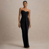 Slim Fit Sweetheart Pleated Wrap Sleeveless Sleeve Length Dress