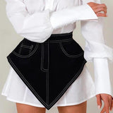 Denim Slim Fit  Decorative Pocket Waist Shaping