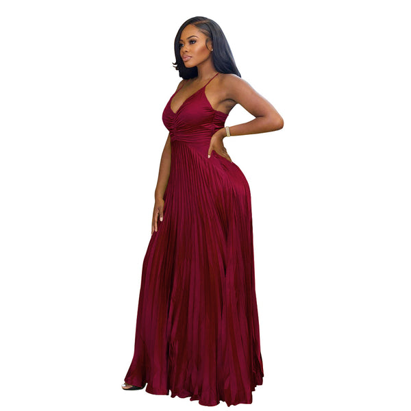 Women Silk Pleated Dress