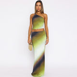 Backless Holiday Casual Slim Fit Maxi Skirt Two Piece Sets