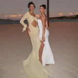 See through L Hollow Out Cutout out Pleated Lace Slim Fit Dress