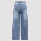 Heavy Industry Metal Rivet White Pearl Straight Leg Denim