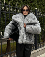 Faux Fur Coat Silver Fox Color Environmental Fur