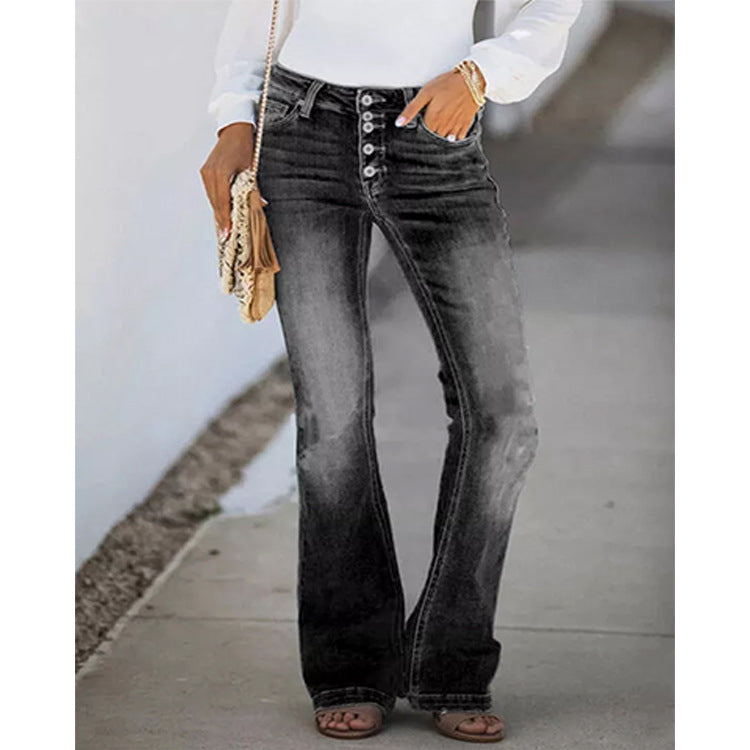 Micro Pull Washed Damen Jeans