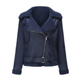 Women Suede Fabric  Leather  Jacket