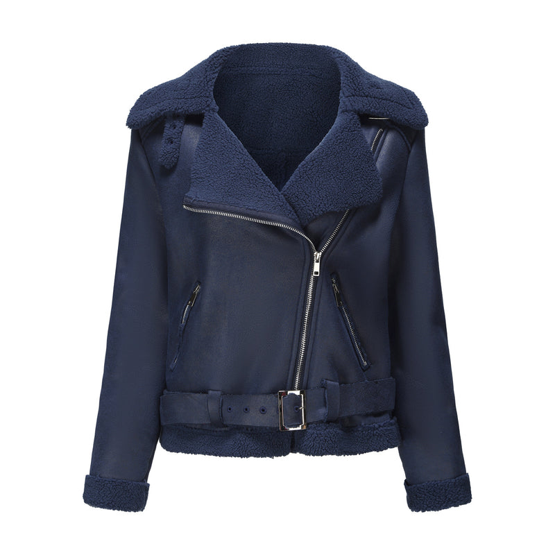 Women Suede Fabric  Leather  Jacket