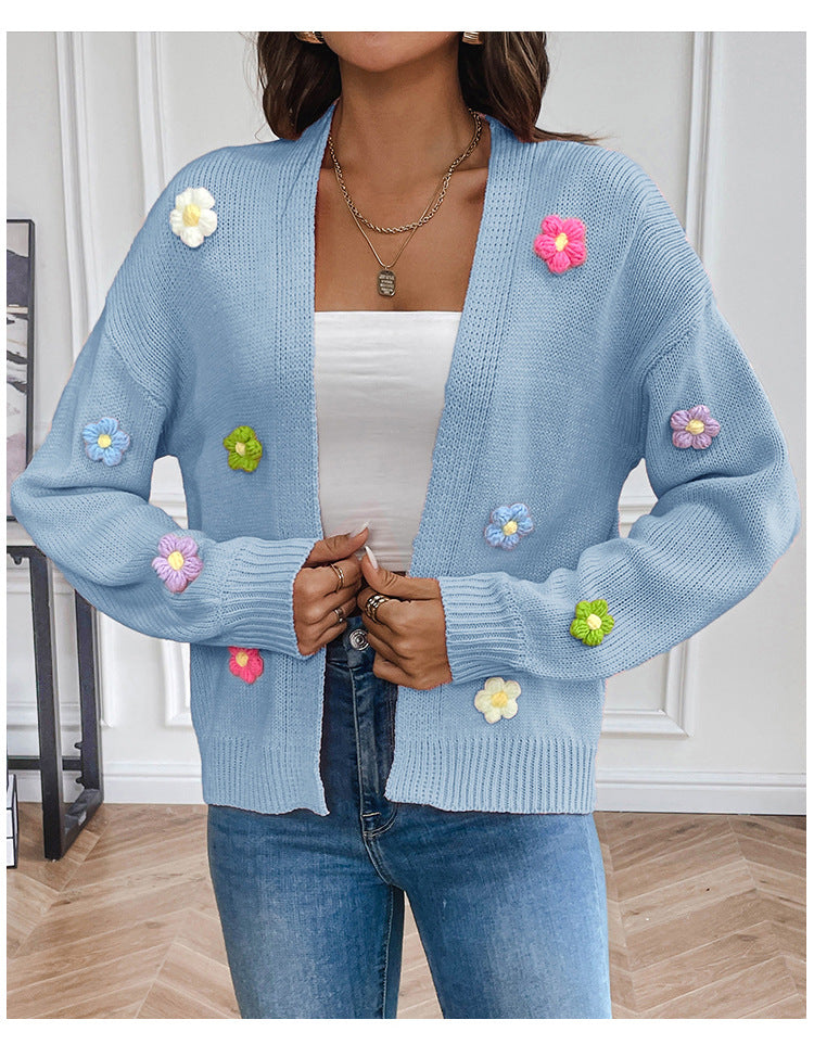 Floral Sweet Knitted Cardigan Sweater