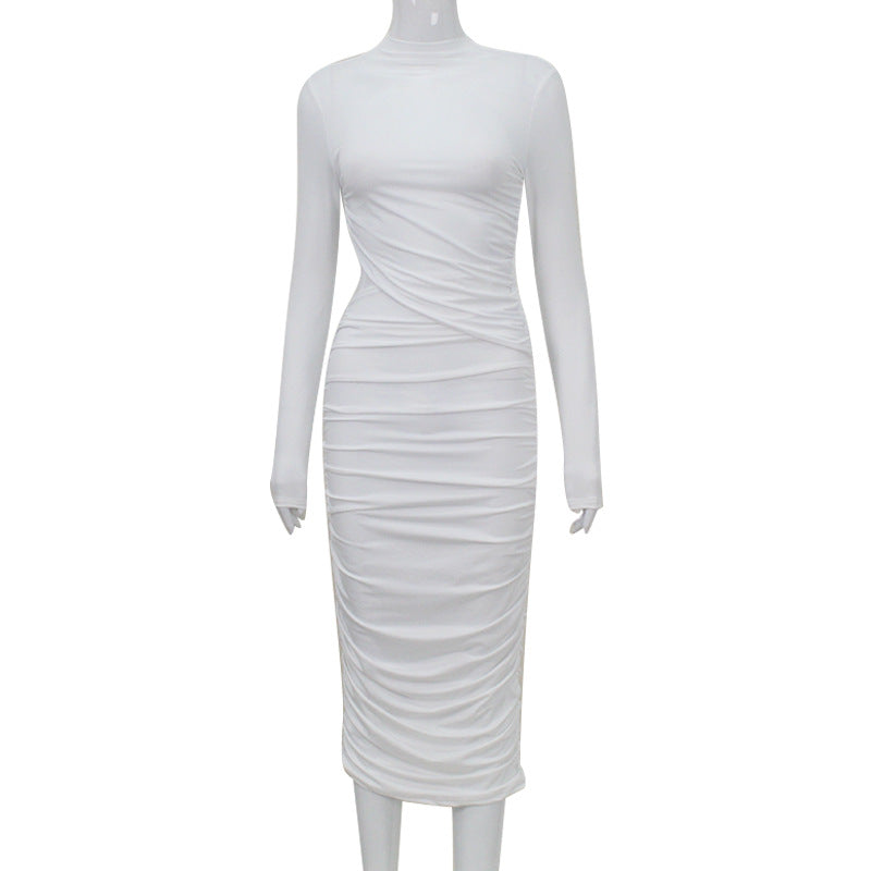 Cutout Pleated Tight Elegant Sheath Dress