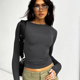 Round Neck Long Sleeve Basic Top