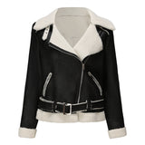 Women Suede Fabric  Leather  Jacket