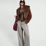 Mesh round Neck Leopard Print Top