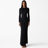 Decorative Buckle Solid Narrow Tight Strap Dress