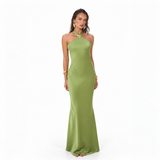 Solid Color Sexy Halter Backless Beach Cover up Bikini Swimsuit Beach Dress Women
