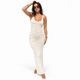 Beach Dress Women Solid Color Knitted Floating Floral Beach Bikini Swimsuit Blouse Sun Protective Clothing