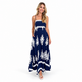 Summer Cami Dress Positioning Printed Waist Controlled Large Swing Corset Sling Dress