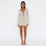 Beach Dress Women Solid Color Sexy Hip Knitwear Beach Bikini Swimsuit Blouse Sun Protective Clothing