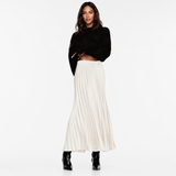 Women Elegant Slightly Mature Silk Satin Pleated Skirt