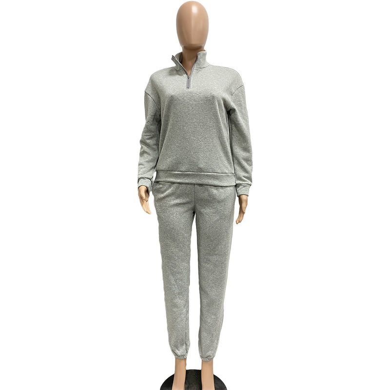 Fleece Lined  Zipper Casual Exercise Suit