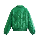 Green Faux  Cotton Padded Coat