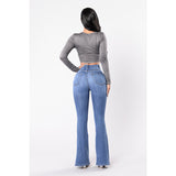 Damen Clinch Jeans mit weitem Bein