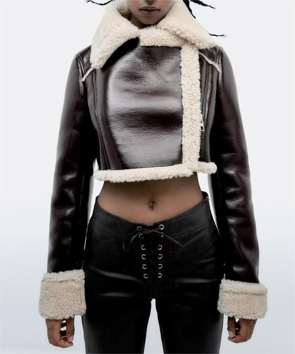 Retro High Waist Short Leather Jacket