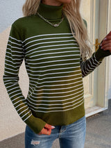 Striped Turtleneck Knitwear Sweater