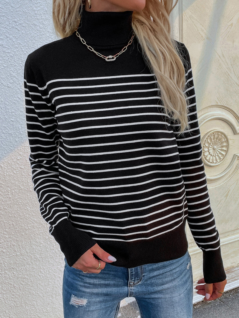 Striped Turtleneck Knitwear Sweater