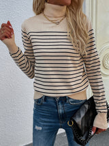 Striped Turtleneck Knitwear Sweater