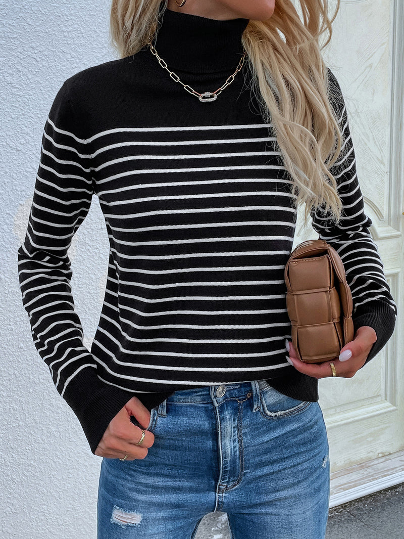 Striped Turtleneck Knitwear Sweater