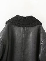 Faux Leather Polo Collar Jacket