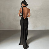 Backless Halter Sheath Slim Fit Evening Dress