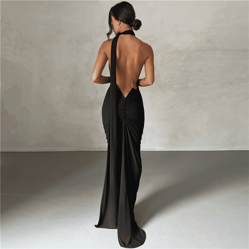 Backless Halter Sheath Slim Fit Evening Dress