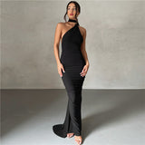 Backless Halter Sheath Slim Fit Evening Dress