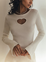 Heart Hollow Out Cutout Knitted Sweater