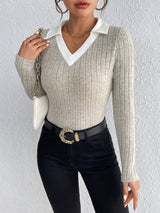 V neck Simplicity Bottoming Shirt