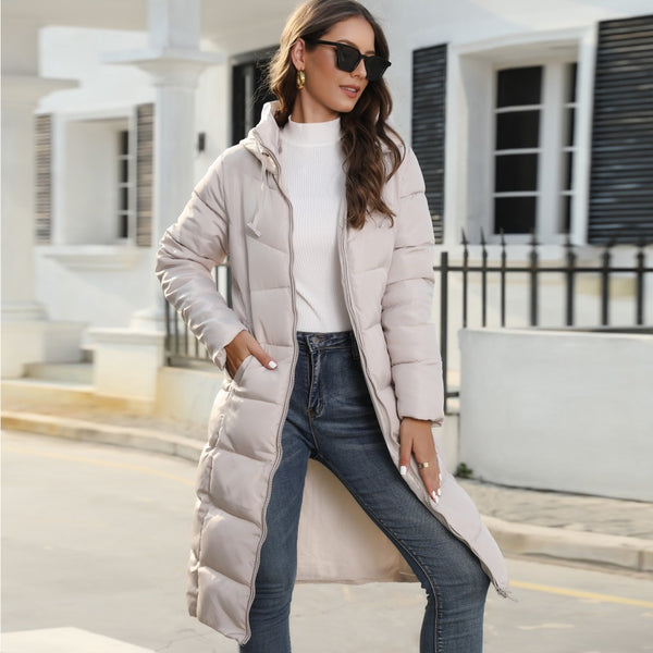 Women Mid Length Slim Quilted Coat