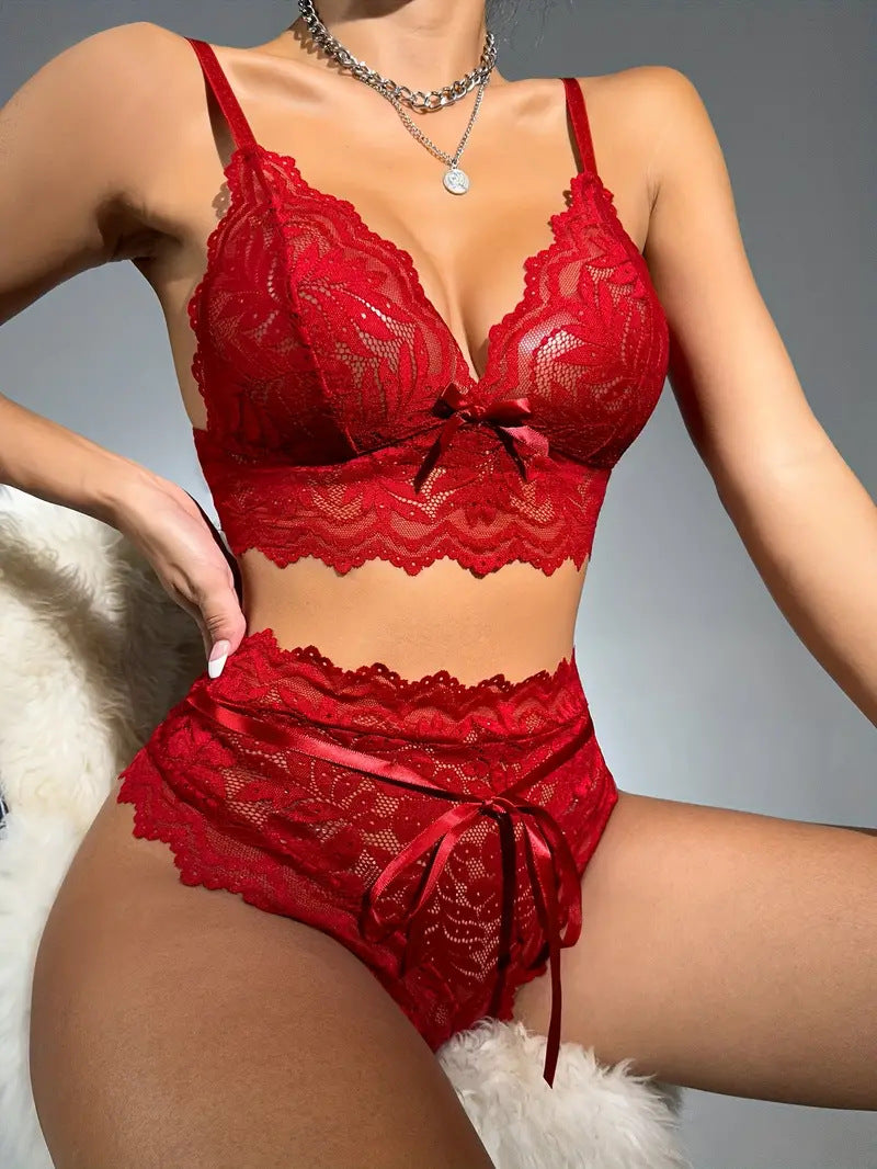 Knot Lace Seduction Pajamas Suit