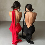 Backless Halter Sheath Slim Fit Evening Dress