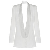 V Plunge neck  Rhinestone  Bare Back Blazer