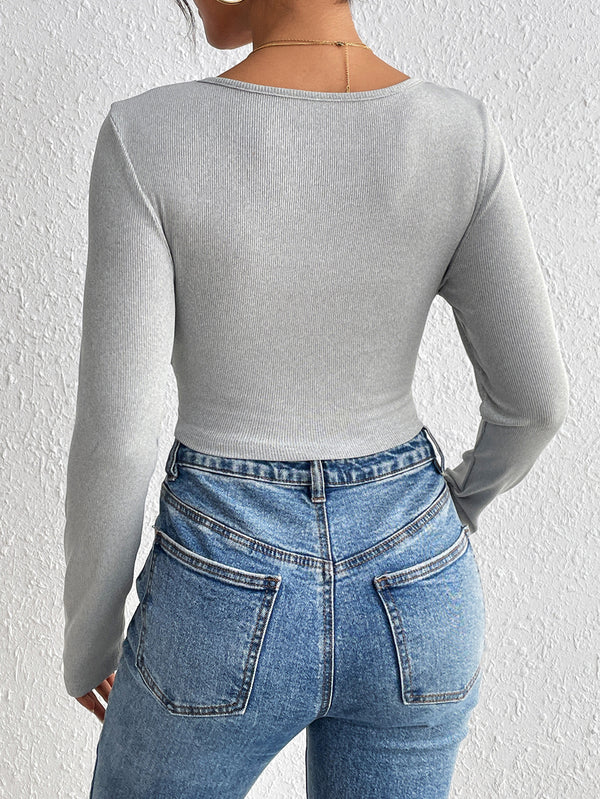 Slim Fit  Cropped Long Sleeve Knitwear