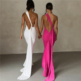 Backless Halter Sheath Slim Fit Evening Dress