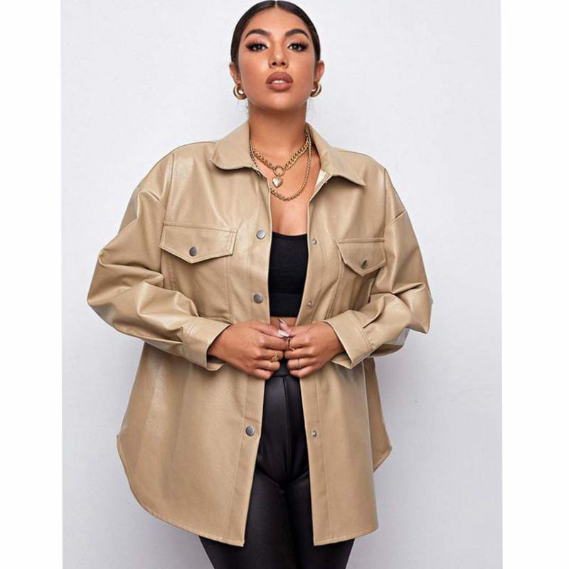 Faux Leather   Women Coat