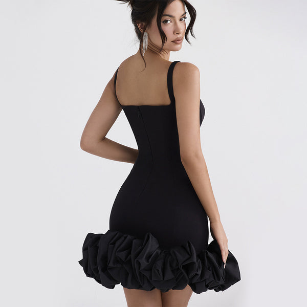 Women  Backless Square Collar Dress