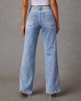 Loose Stitching Wide Leg  Jeans