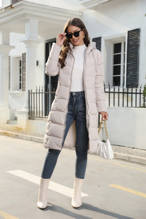 Women Mid Length Slim Quilted Coat